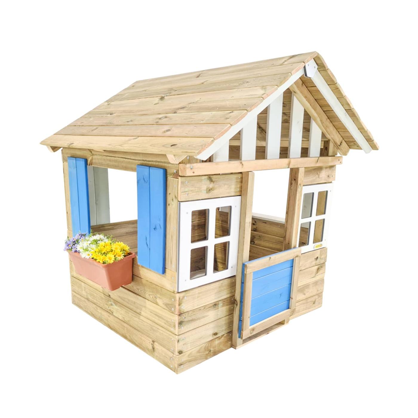 Caseta infantil de fusta per a l'exterior MASGAMES Lollipop Blava