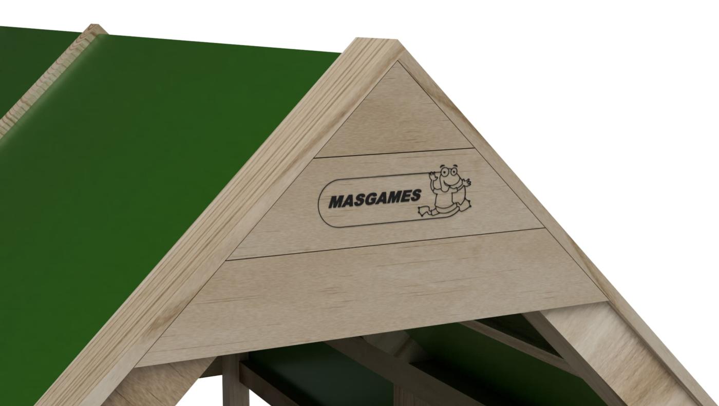 Casita de madera para pre adolescentes y adolescentes Masgames Andrea para exterior detalle marca Masgames