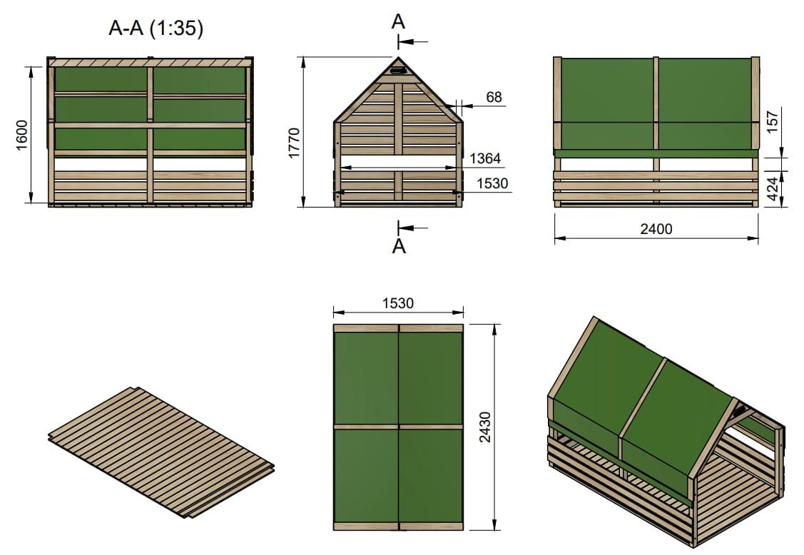 Casita de madera para pre adolescentes y adolescentes Masgames Andrea para exterior medidas