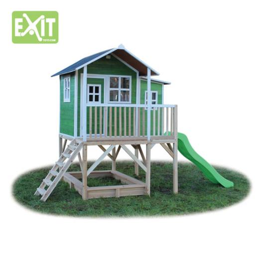 Casita-infantil-madeira-Loft-550-Green-muestra-tobogan-lado