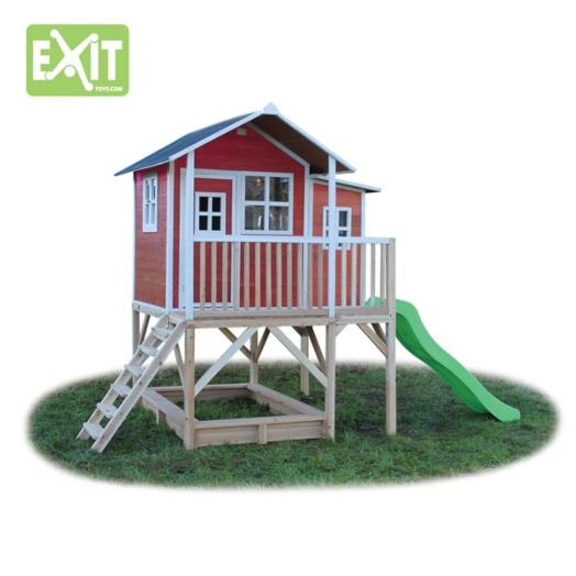 Casita-infantil-madeira-Loft-550-Red-muestra-tobogán-lado