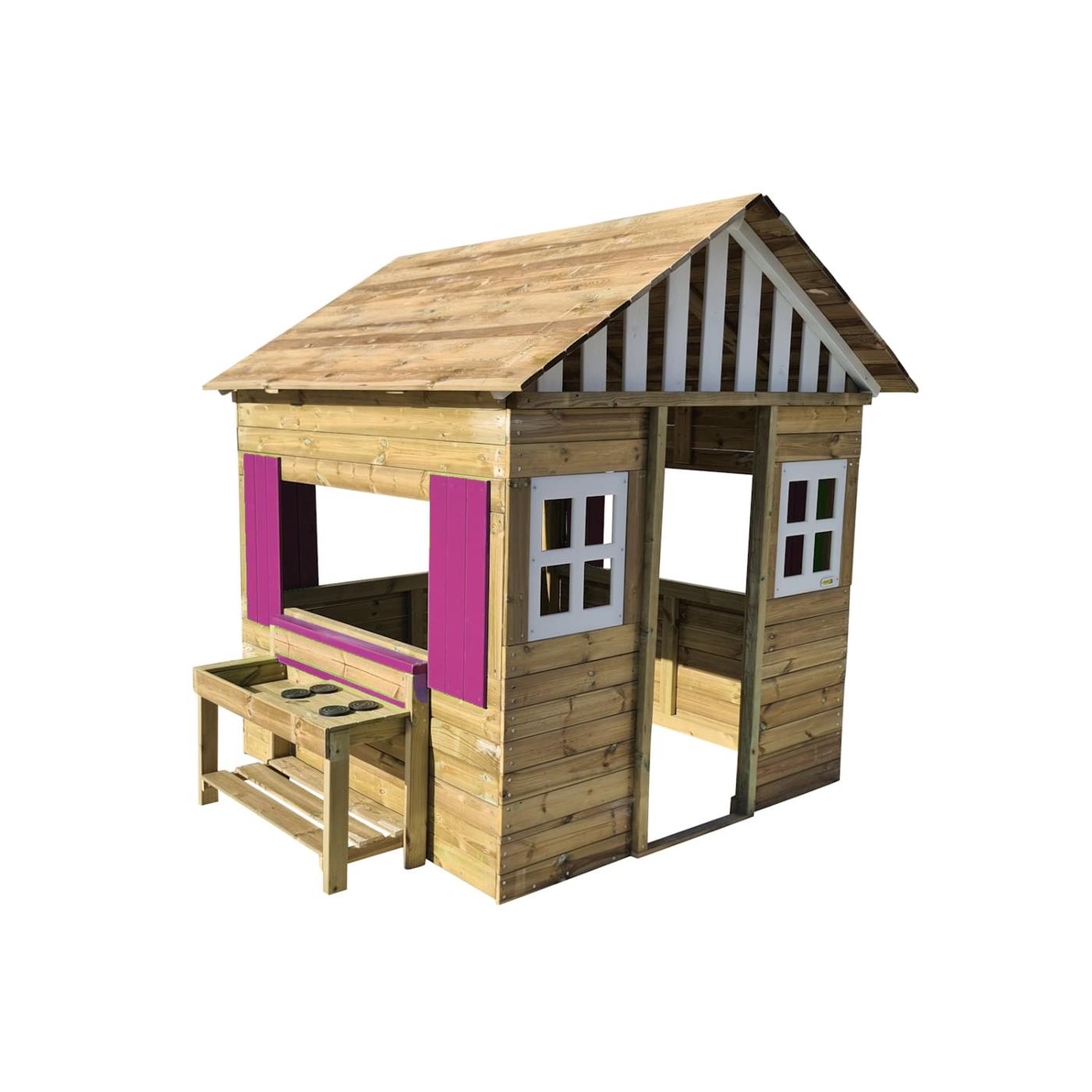 Caseta infantil de fusta per a l'exterior MASGAMES LOLLIPOP HORECA amb cuineta