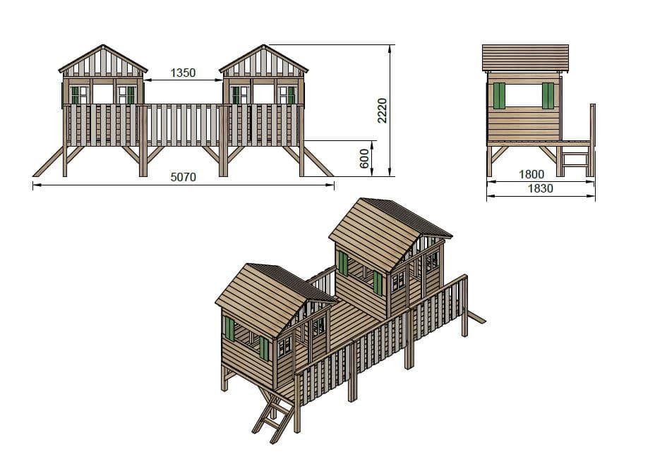 Casitas Masgames Doblepop XL HORECA elevadas con plataforma, homologadas para uso público medidas