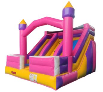 Castell inflable rosa Double Slide Fun Pink Castle ús professional