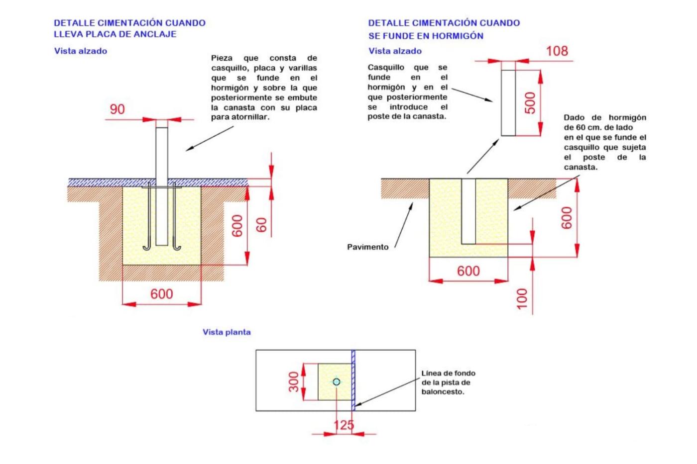 Canasta de Básquet Triple para Uso Público