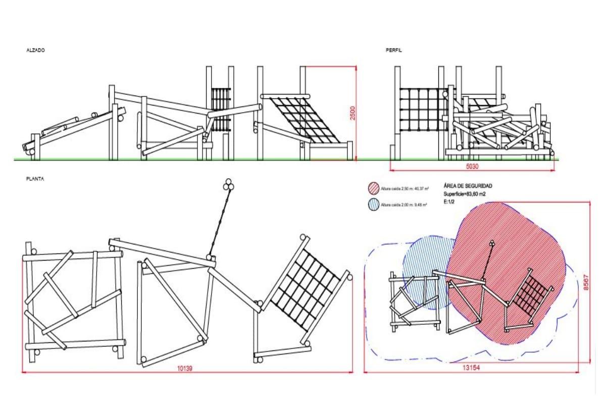 Conjunto de trepa de madera de robínia ESPOT