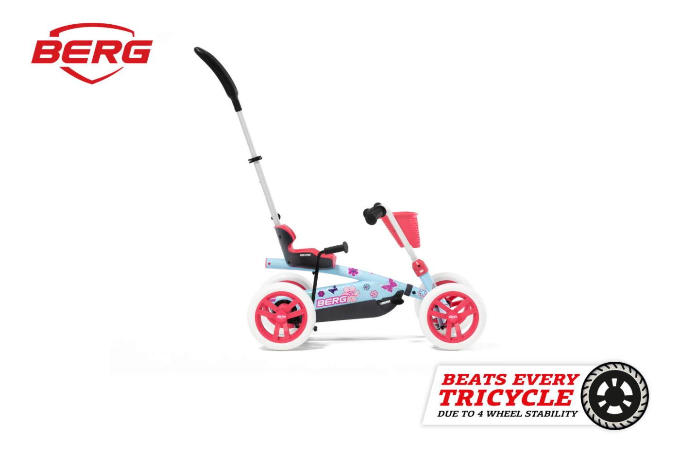 Coche de pedales evolutivo BERG Buzzy Bloom 2 en 1, con barra para empujar, mejor que un triciclo