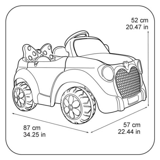 Cotxe infantil Princess Car 6V mides