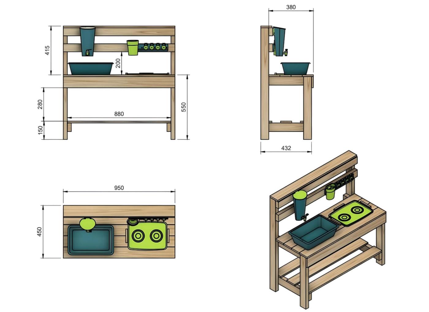 Cocinita infantil de madera para exterior MASGAMES CANDY