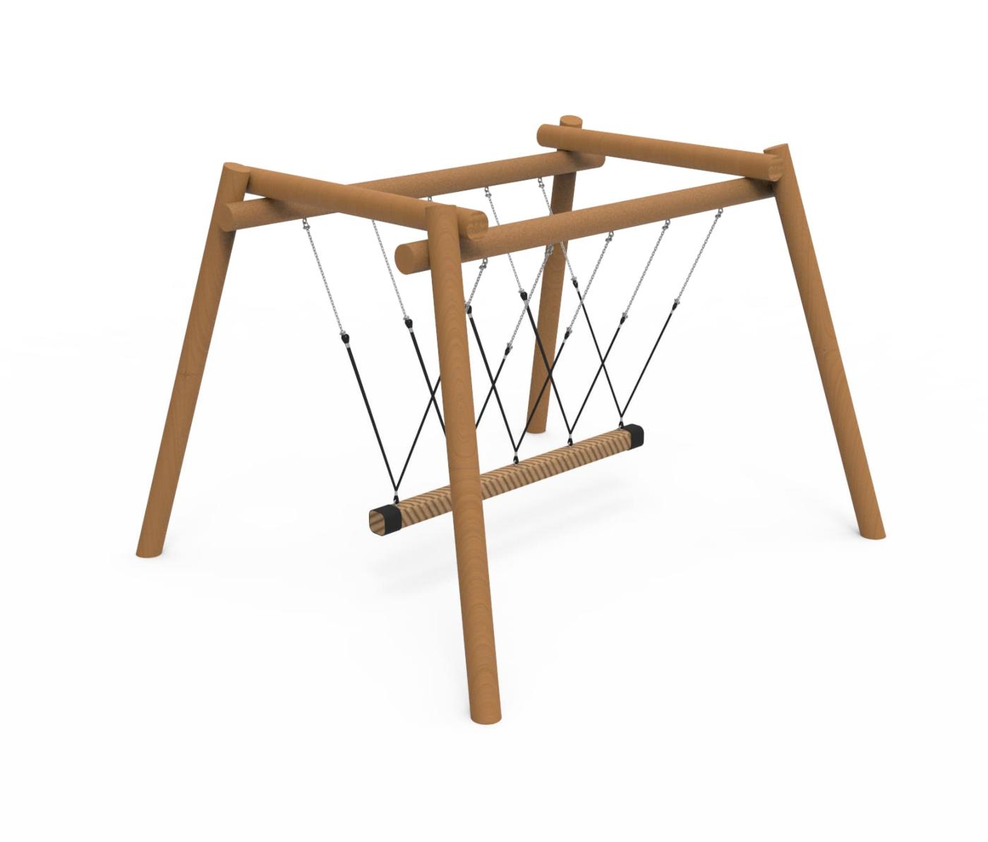 Baloiço de madeira de robinia com barra oscilante e capacidade para 4 pessoas TAULL