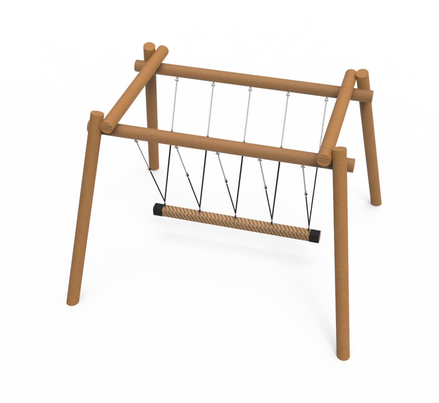 Baloiço de madeira de robinia com barra oscilante e capacidade para 4 pessoas TAULL