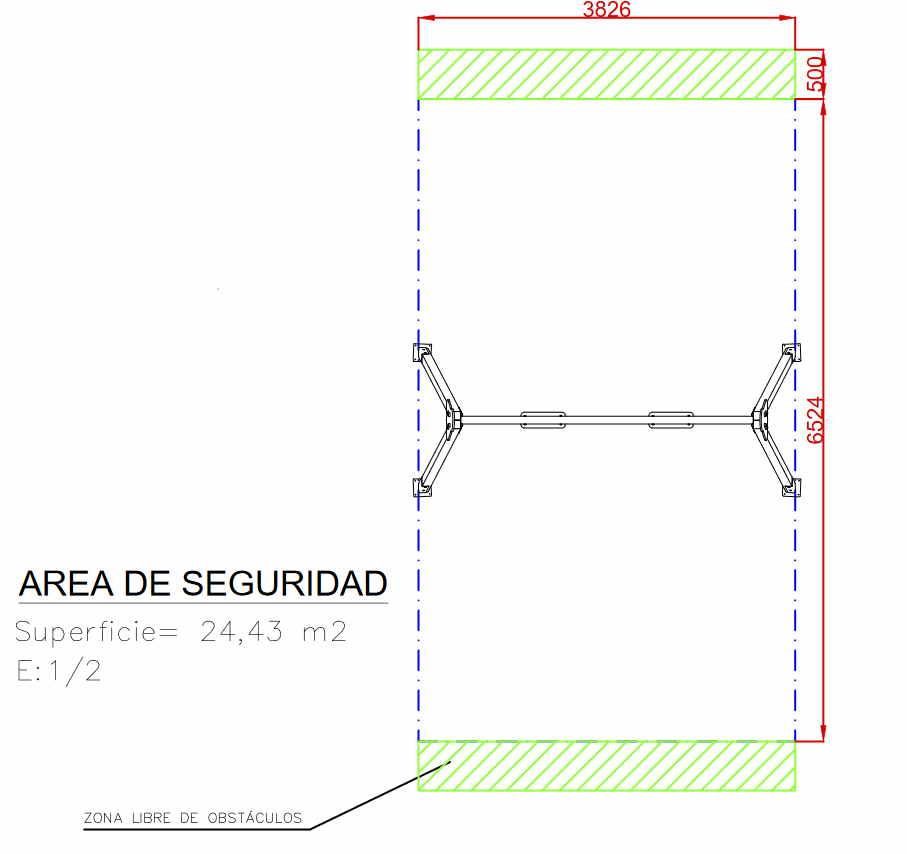 	columpio biplaza larguero metálico y postes de madera homologado