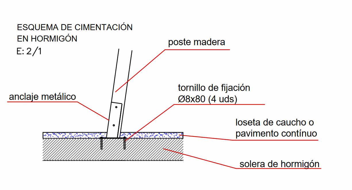 	columpio biplaza larguero metálico y postes de madera homologado