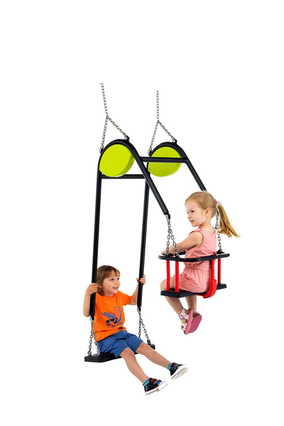 Asiento cara a cara CHAXI con asiento plano + asiento bebé oara columpio de uso público niños