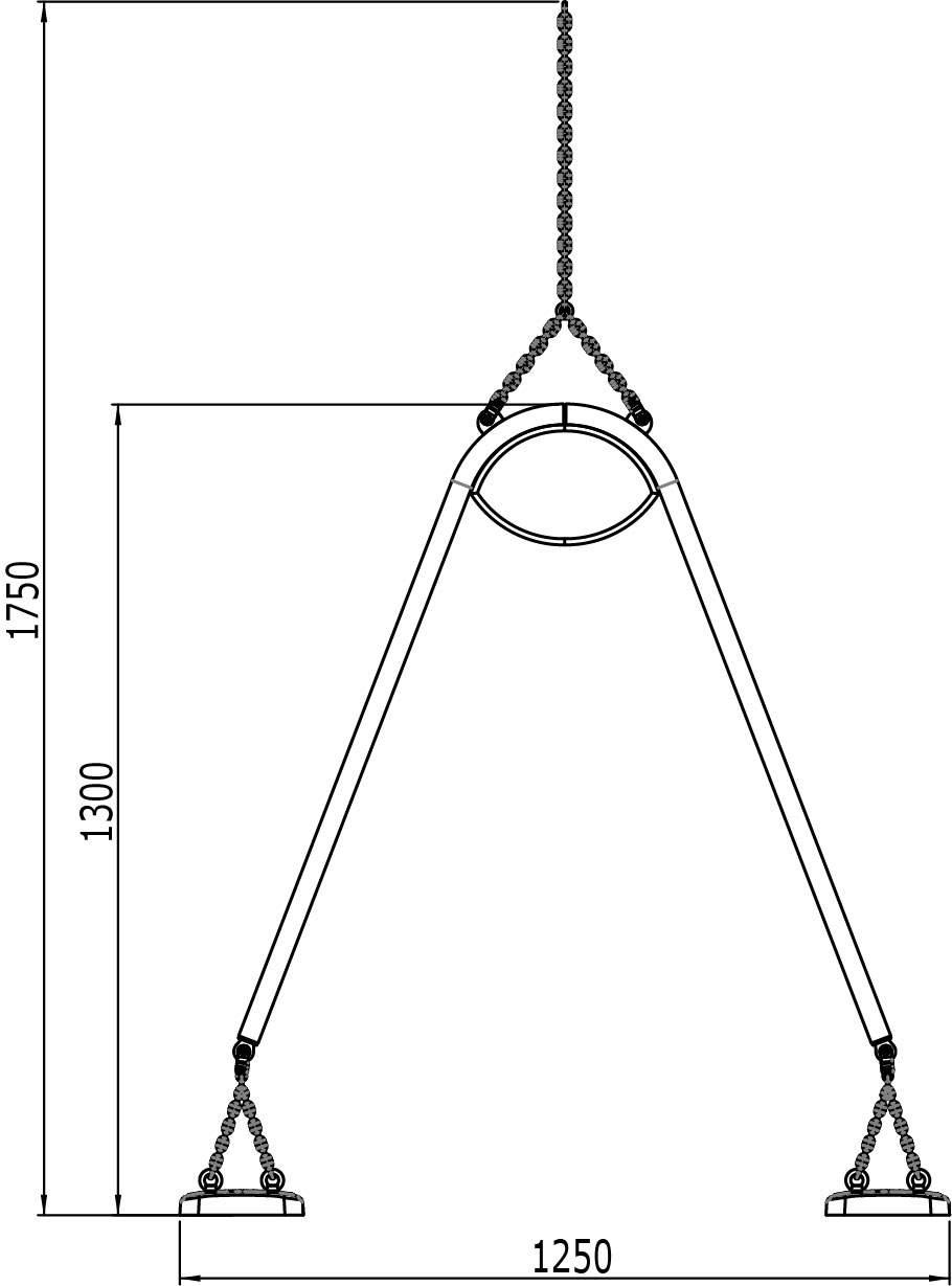 Asiento cara a cara para columpio de uso público RAXI medidas