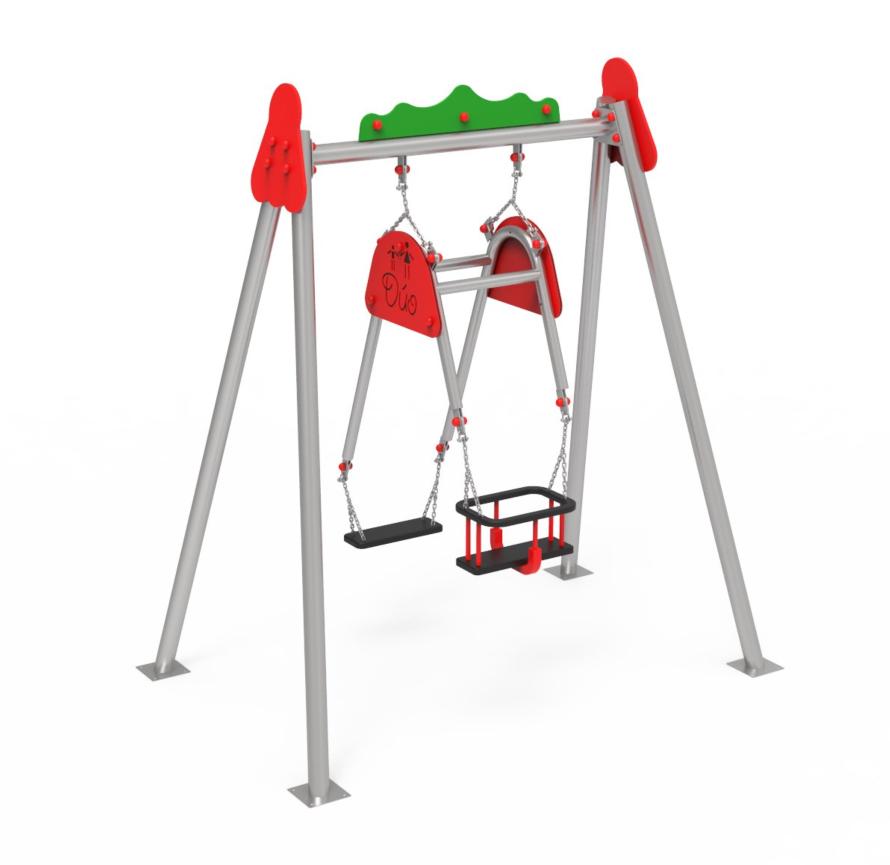 Columpio doble CHAXI con asiento plano + asiento de bebé uso público