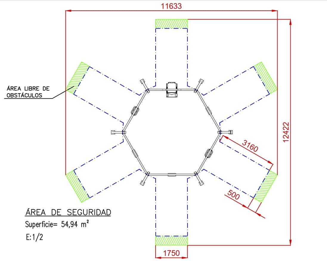 Columpio hexagonal homologado con diferentes combinaciones de asientos