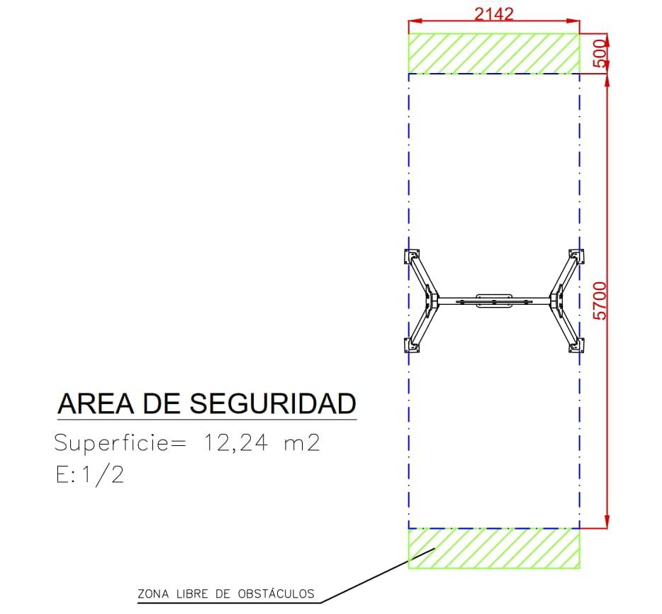 columpio homologado de una plaza con asiento plano