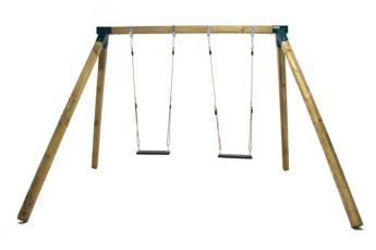 Baloiço madeira quadrada Masgames KARAI DELUXE assentos de borracha com cordas