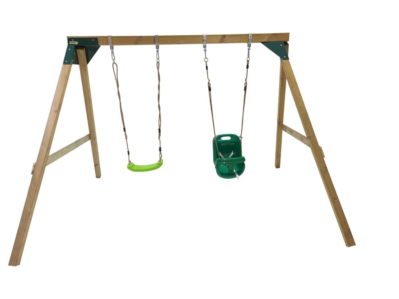 Baloiço de madeira duplo MASGAMES KATA com assento criança verde