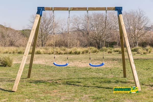 Baloiço duplo de madeira KARAI Azul