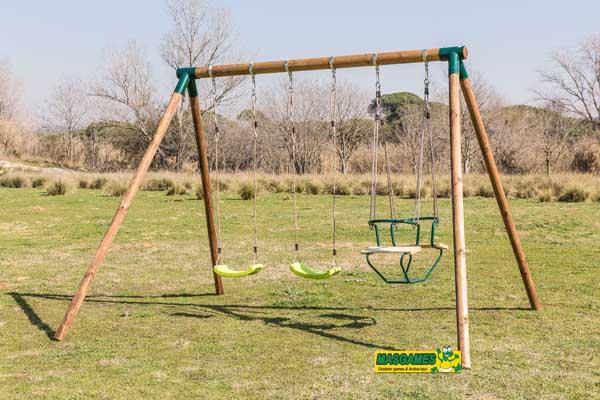 Baloiços de madeira triple masgames com assento barca