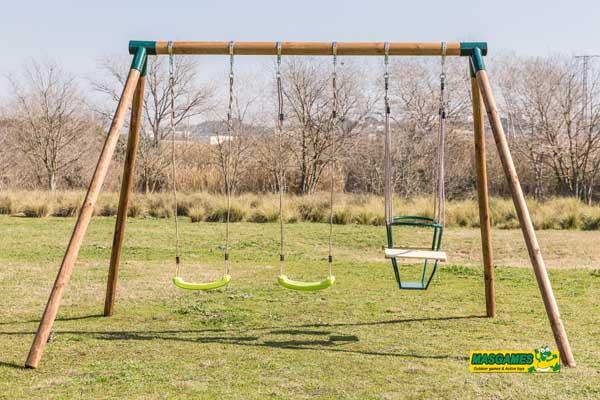 Baloiços de madeira triple masgames com assento barca