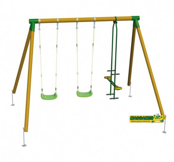 Baloiços de madeira triple masgames com assento frente a frente para jardim
