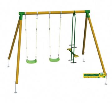 Baloiços de madeira triple masgames com assento frente a frente para jardim