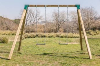 Baloiço madeira quadrada Masgames KARAI DELUXE assentos de borracha com correias