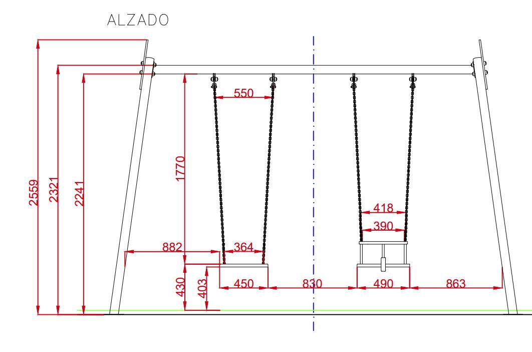 Columpio de acero inoxidable para estar instalado cerca del MAR