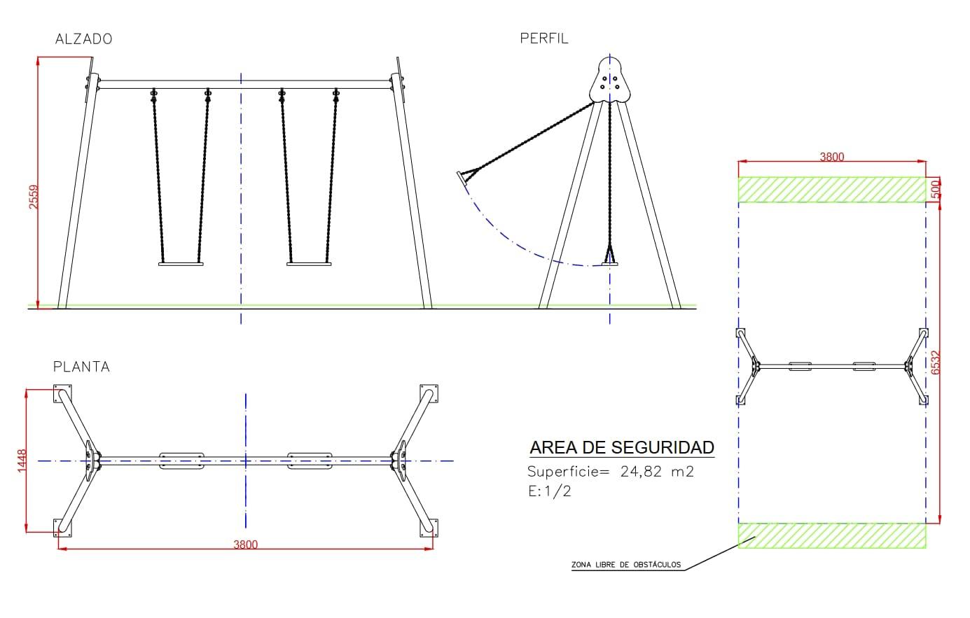 Gronxador metal·lic 2 places seients normals