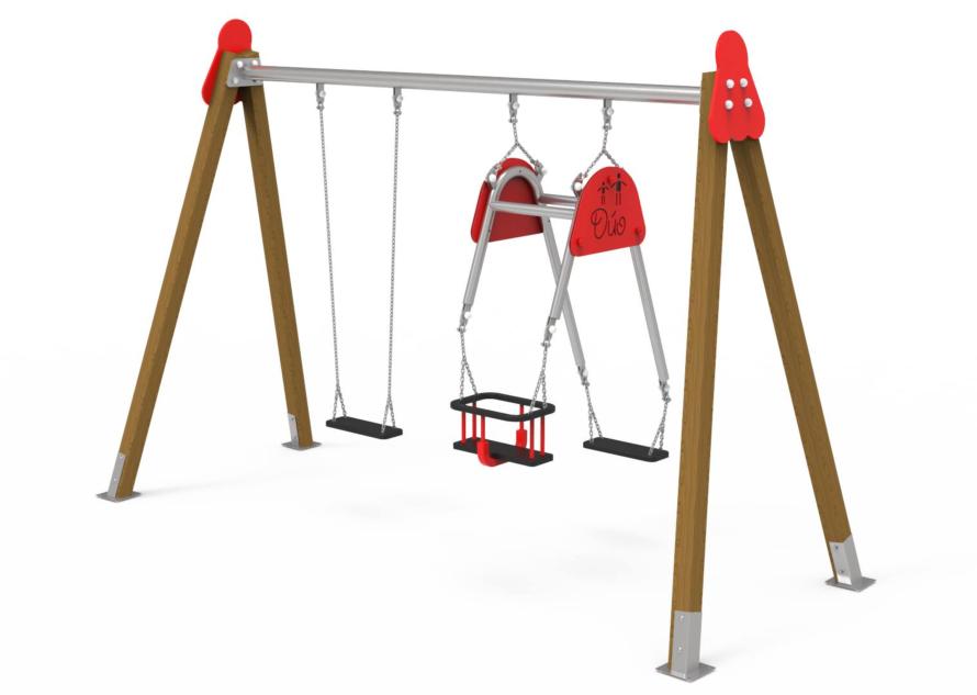 MASGAMES Columpio De Madera Cuadrada Para Exterior De 2 Plazas – Asientos Mixtos, Fácil Montaje, Anclajes Incluidos, Estructura Robusta Y Estable Para Jardín Y Zonas De Juego