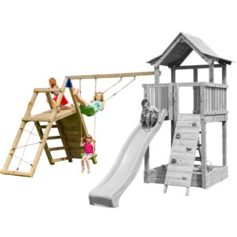 Columpio apoyado XL y rampas para escalar, ideal para añadir a un parque infantil 