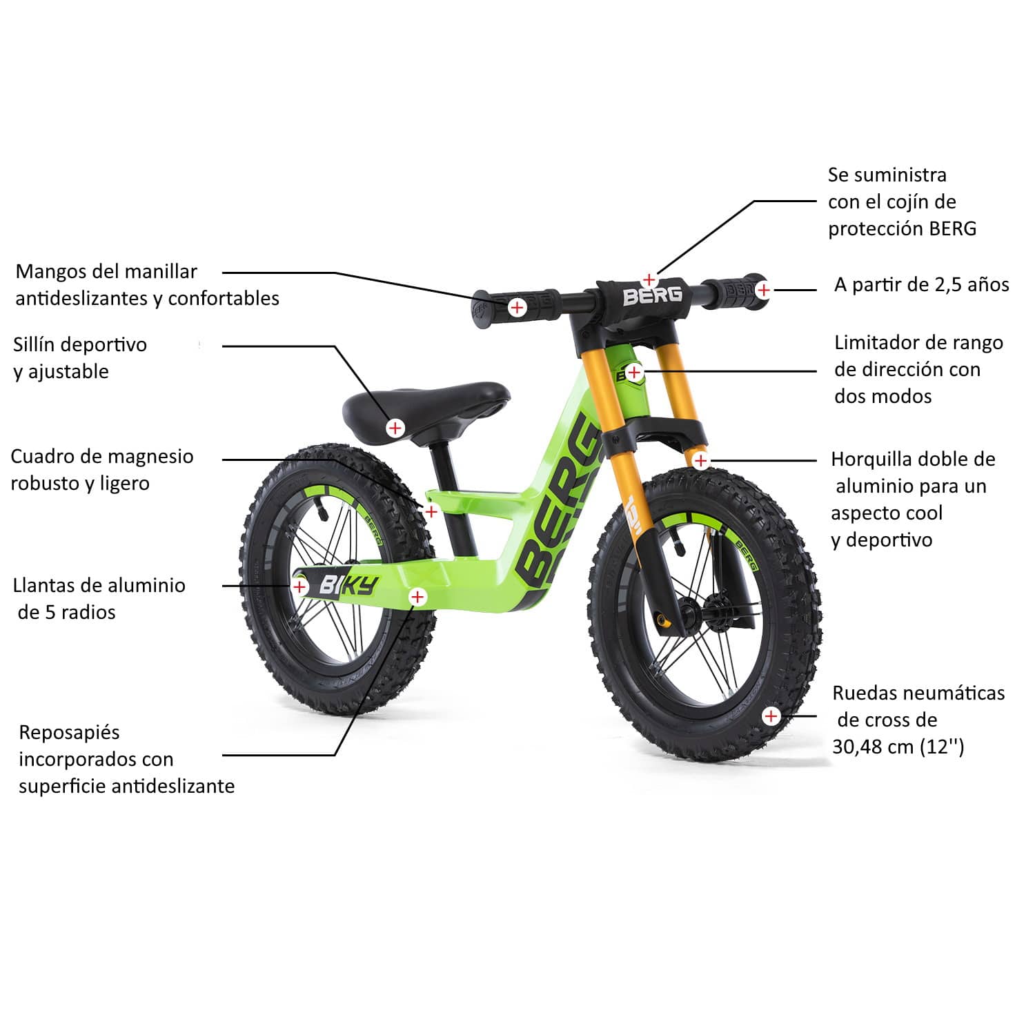 corepasillos bici sin pedales berg biky cross green
