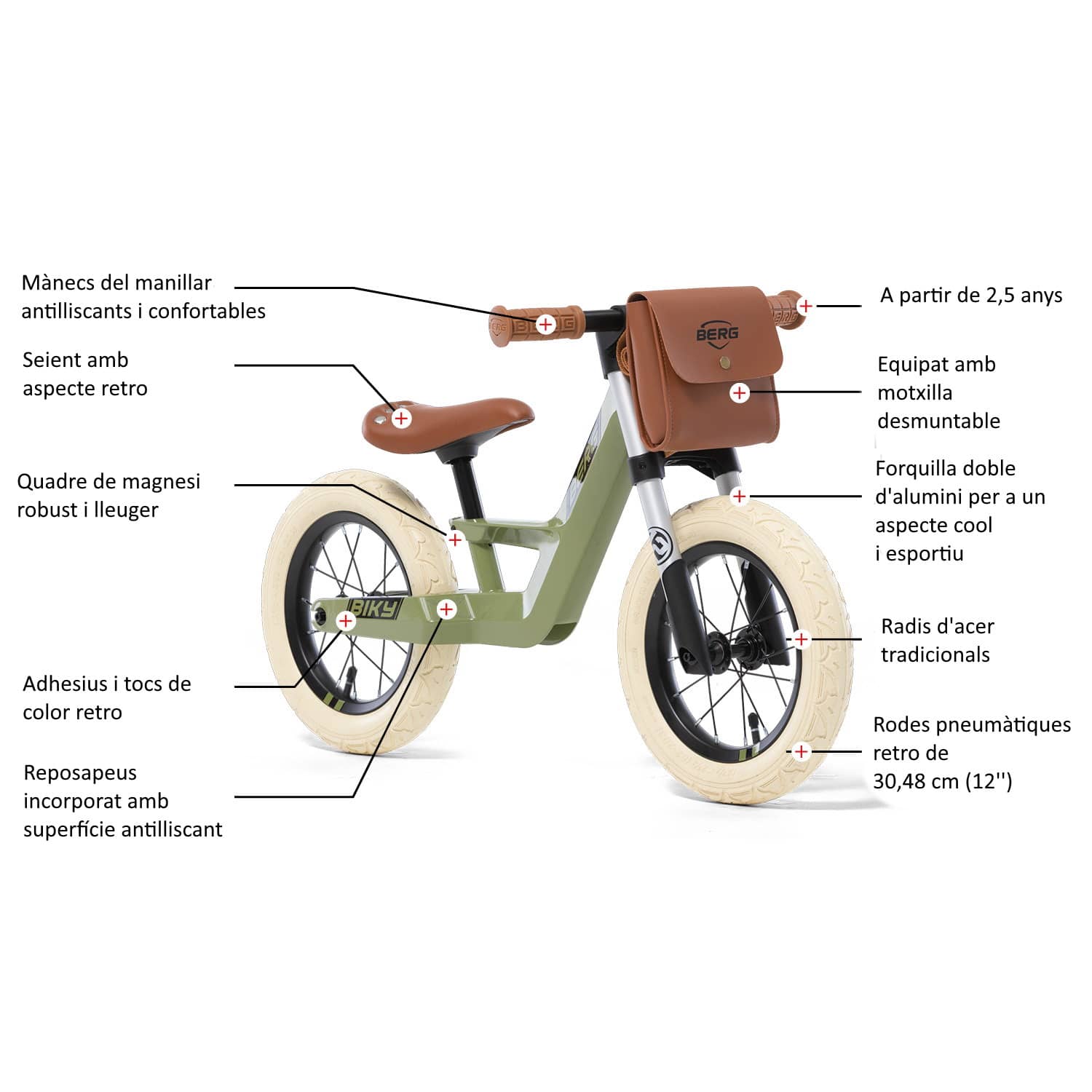 correpassadissos bici sense pedals berg biky retro green