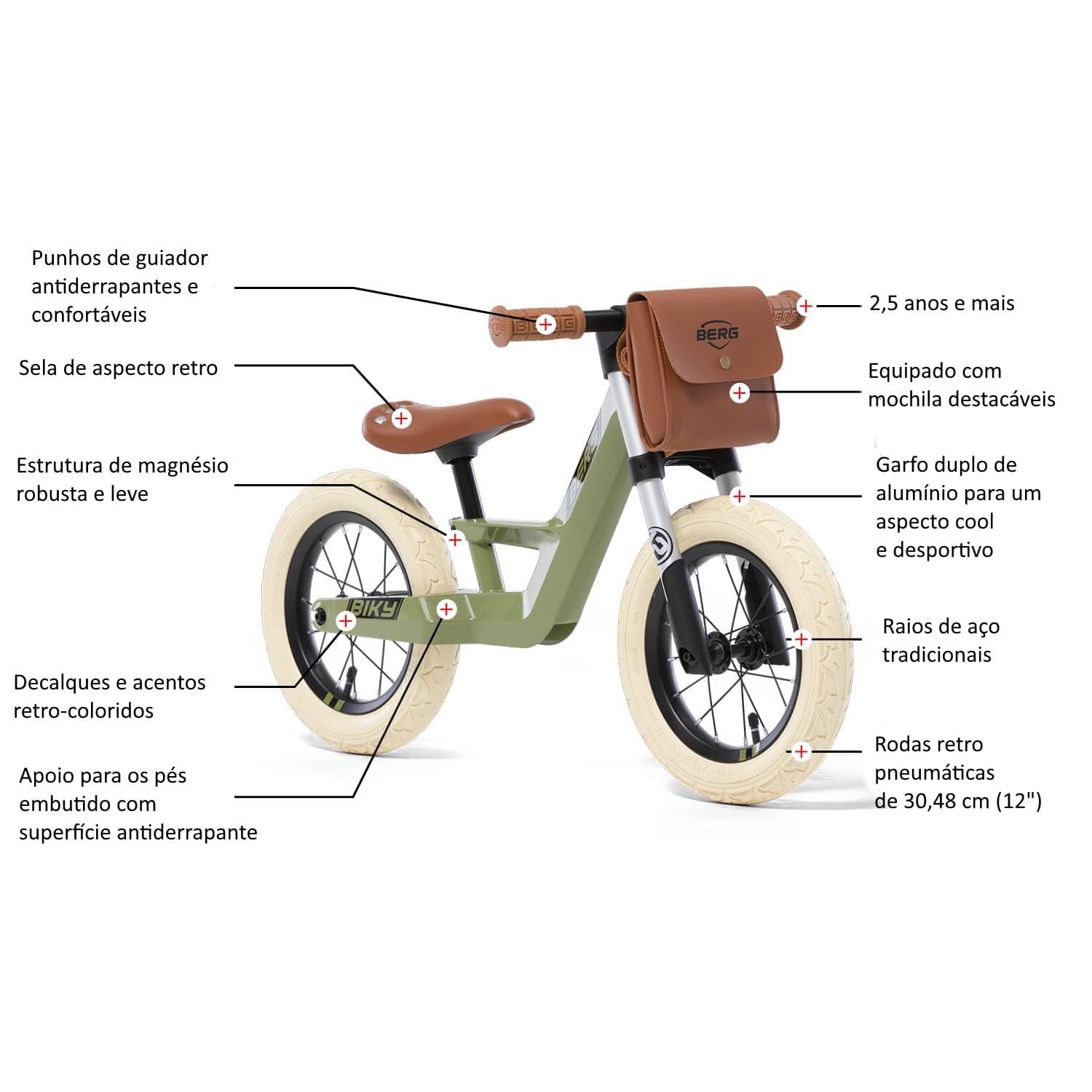 bici criança berg biky retro green
