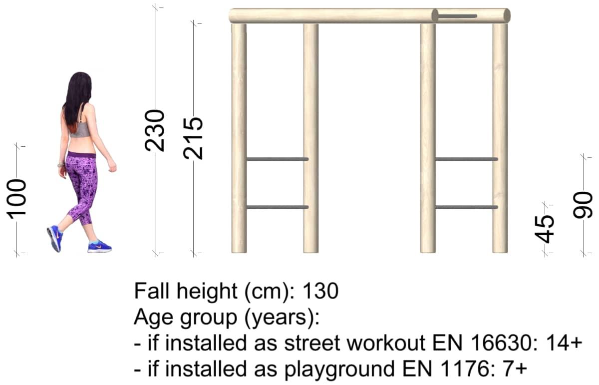 Escalera horizontal de madera de robinia