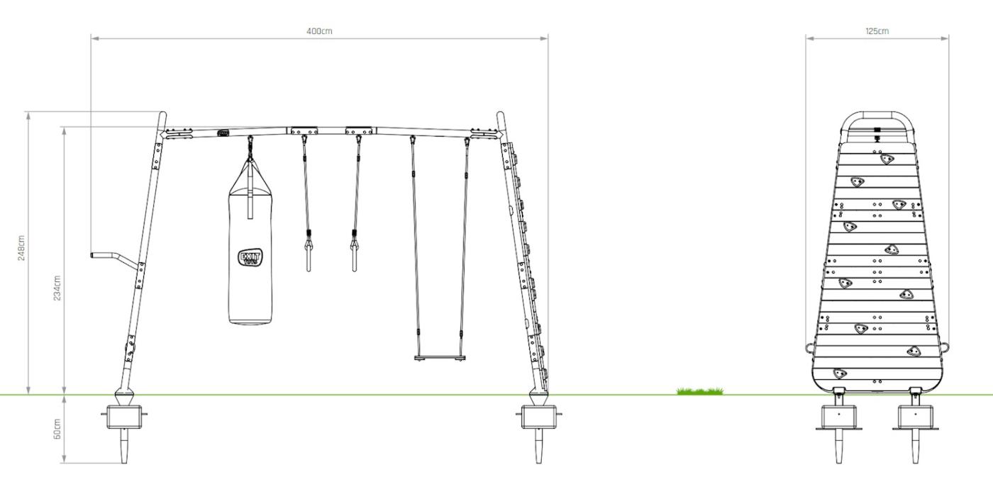 Exit GetSet MB320 ginasio jardim exterior com baloiços crianças