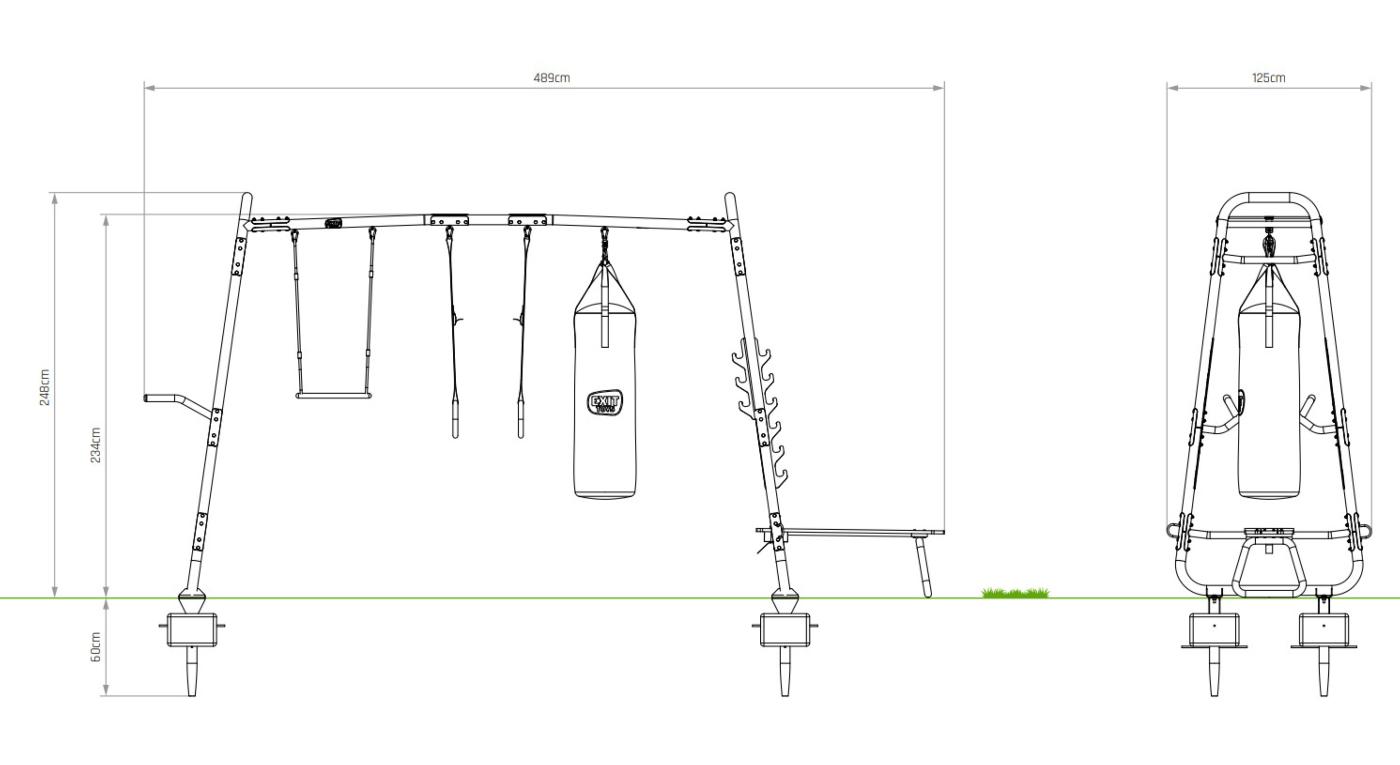 Exit GetSet MB330 ginasio jardim exterior com baloiços crianças