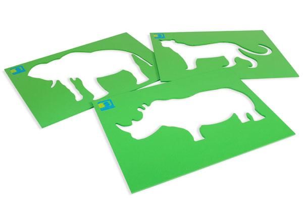 Juego de tizas con plantillas de animales