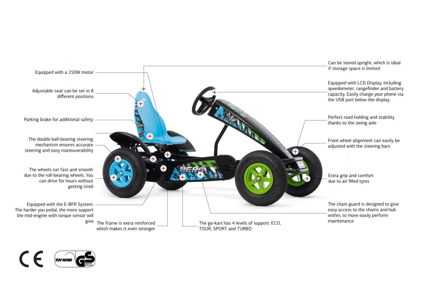 Kart de pedales BERG X-ITE eléctrico con marchas E-BFR-3
