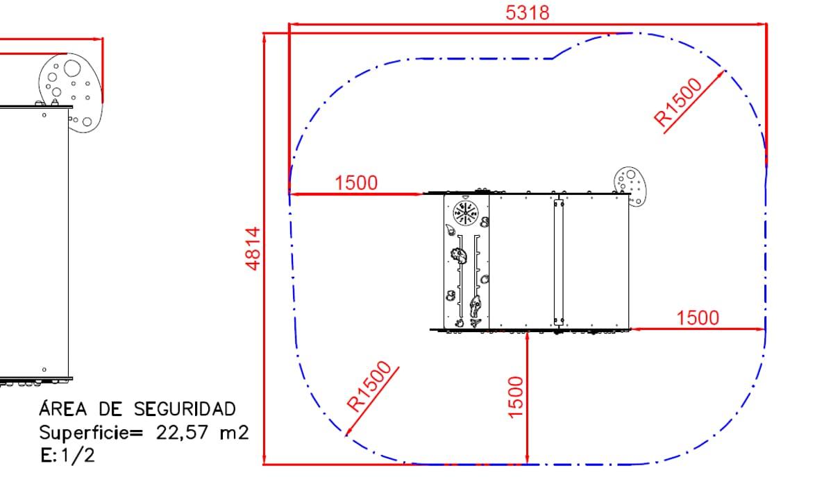 medidas area de seguridad Casita Inclusiva SPIROSAURUS