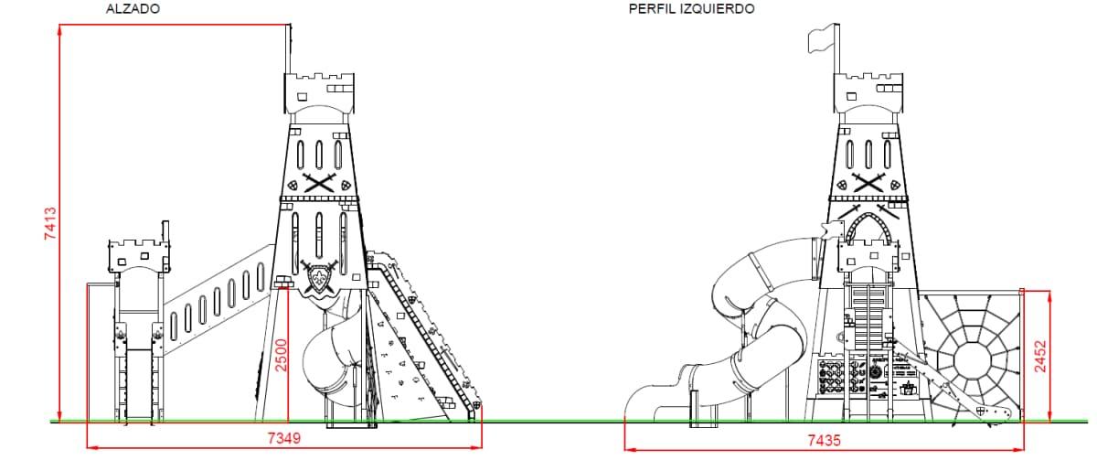Medidas Parque Infantil Castillo BRAN