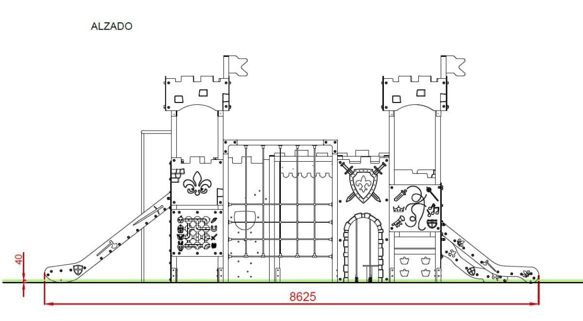 Medidas alzado Parque Infantil Castillo BELLVER