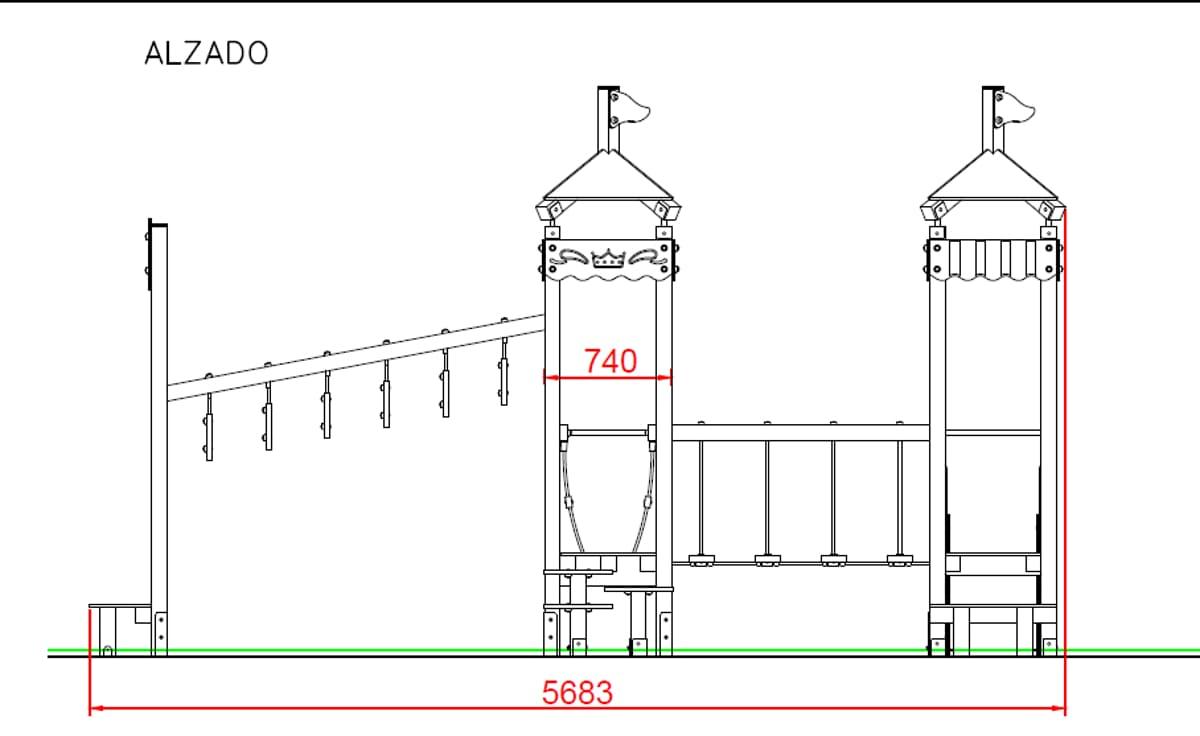 medidas alzado Parque Infantil Gincana uso Público