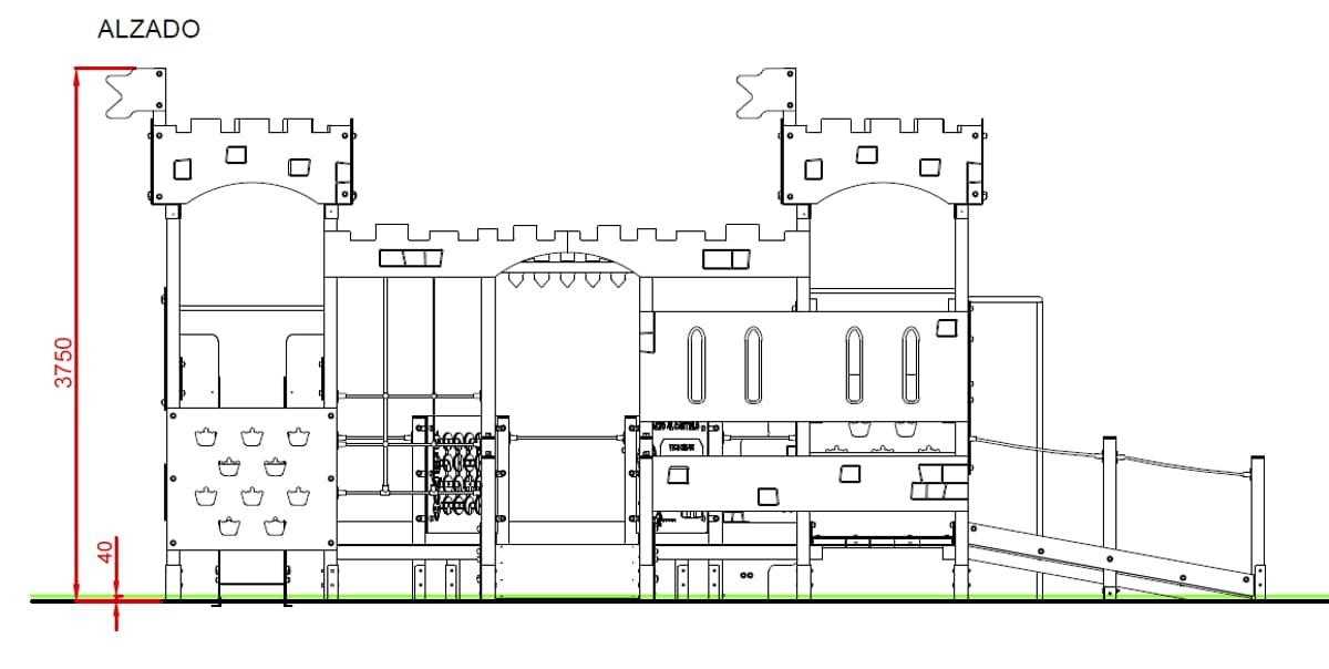 medidas alzado Parque Infantil Inclusivo Castillo ELTZ