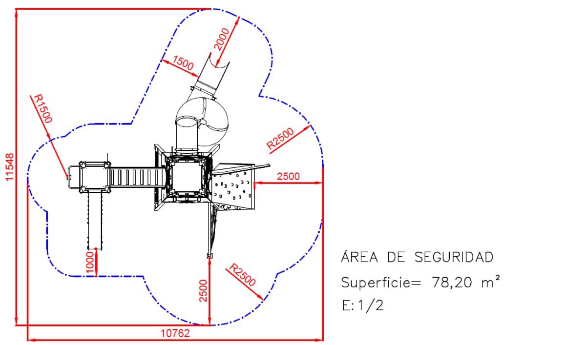 Medidas área de seguridad Parque Infantil Castillo BRAN