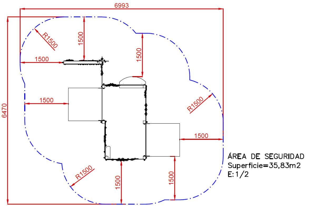 Medidas área de seguridad Parque Infantil Casita Inclusiva VILLA RATÓN