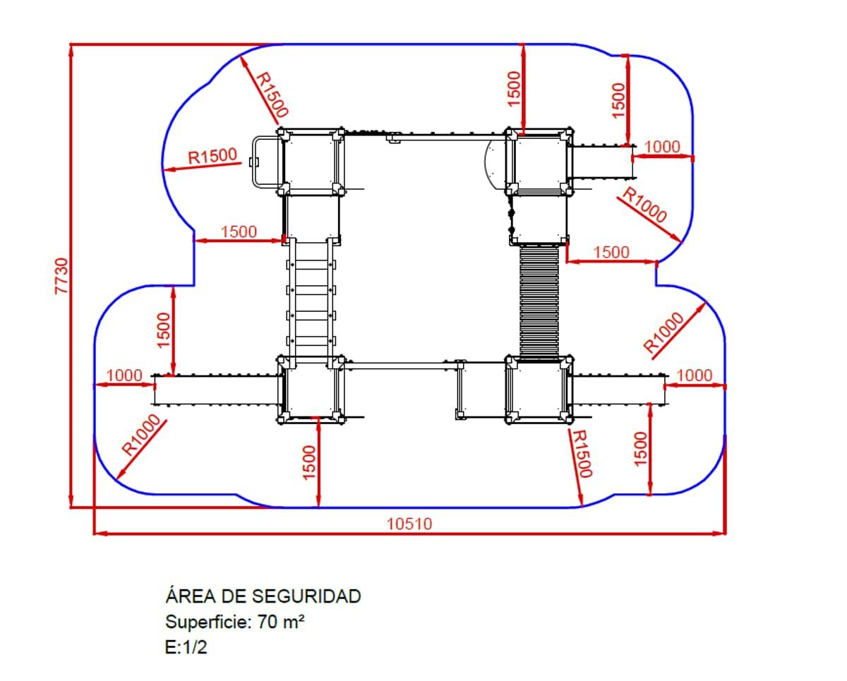 Medidas área de seguridad Parque Infantil Castillo BELLVER